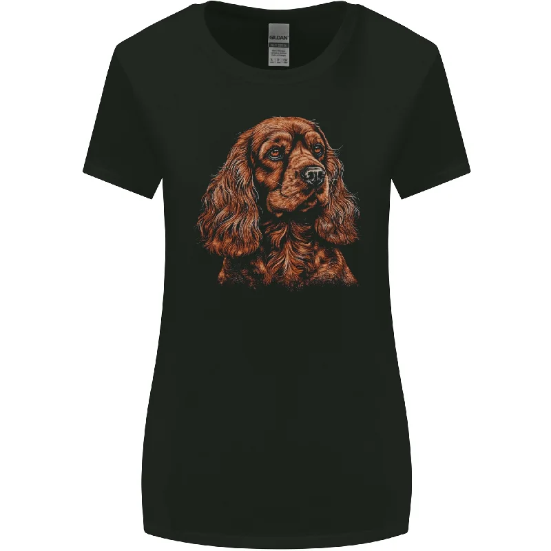 A Cute Cocker Spaniel Dog Womens Wider Cut T-Shirt Cashmere Blend Cotton Blend Poly Blend A Cute Cocker Spaniel Dog Womens Wider Cut T-Shirt Cashmere Blend Cotton Blend Poly Blend