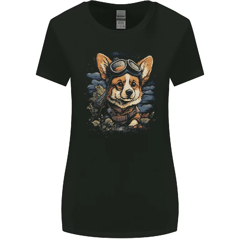 A Cute Corgi Womens Wider Cut T-Shirt Print Jacquard Patchwork