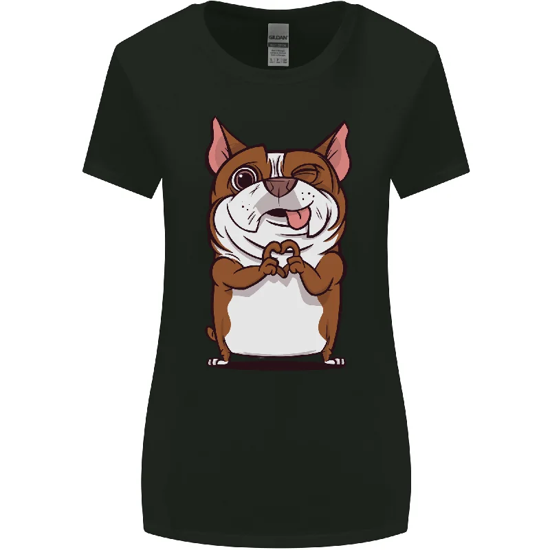 A Cute Dog With a Heart Sign Womens Wider Cut T-Shirt Handmade Hand-knitted Hand-woven