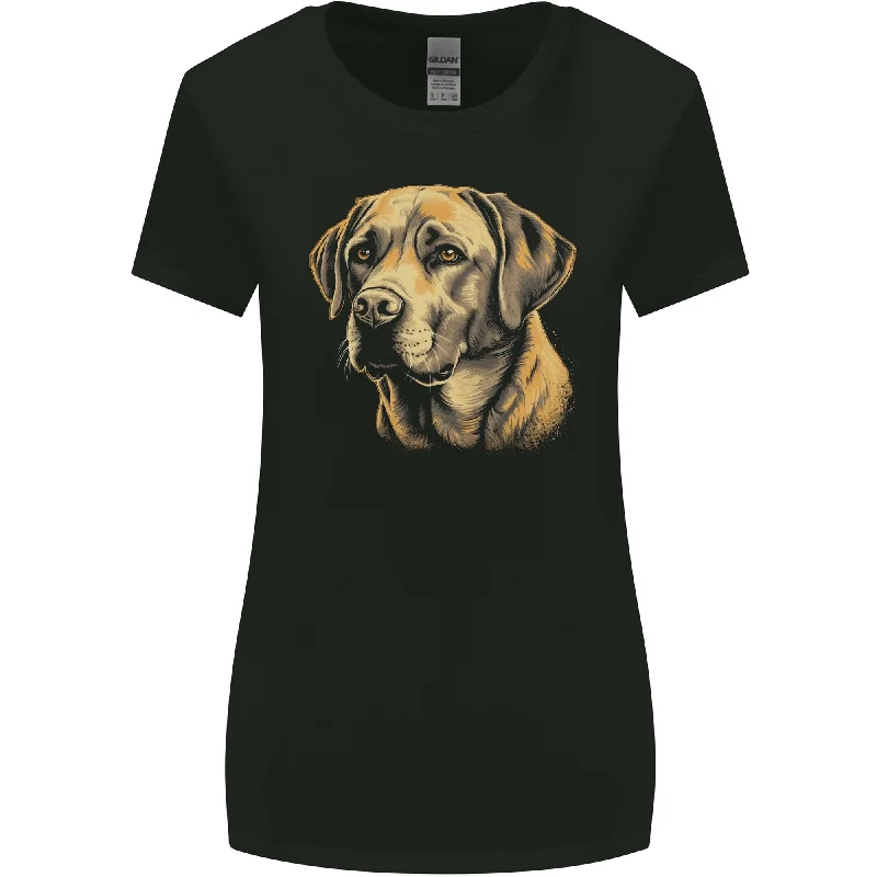A Cute Labrador Dog Womens Wider Cut T-Shirt Silk Blend Satin Velvet