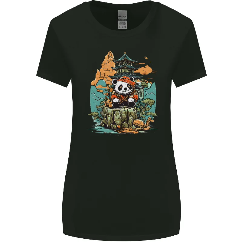 A Cute Panda Bear Womens Wider Cut T-Shirt Iron Safe Non-Iron Wrinkle Free