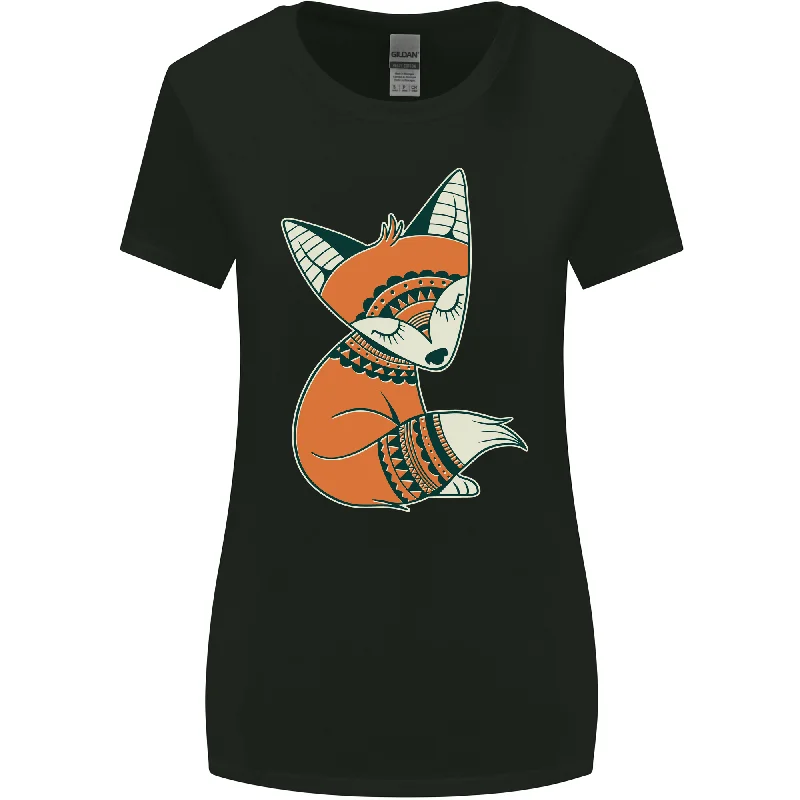A Cute Tribal Fox Womens Wider Cut T-Shirt Lace Blend Ribbed Blend Corduroy Blend