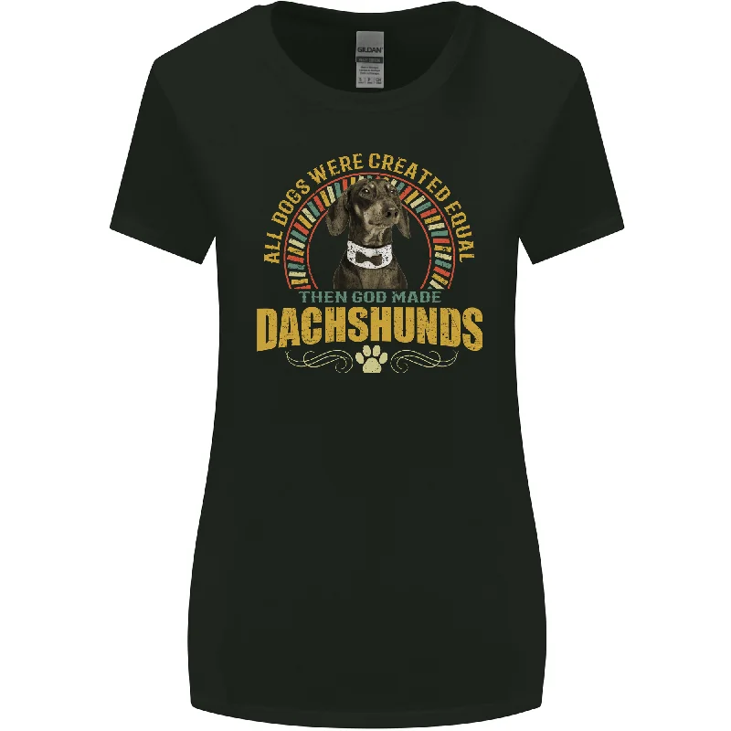A Dachshund Dog Womens Wider Cut T-Shirt Striped Floral Plaid
