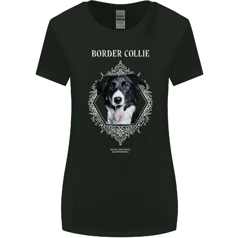 A Decorative Border Collie Womens Wider Cut T-Shirt Denim Fabric Leather Fabric Suede Fabric A Decorative Border Collie Womens Wider Cut T-Shirt Denim Fabric Leather Fabric Suede Fabric