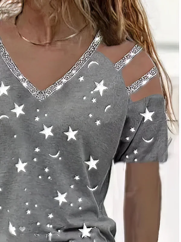 Bohemian Star T-Shirt Knit Fabric Woven Fabric Fleece Fabric