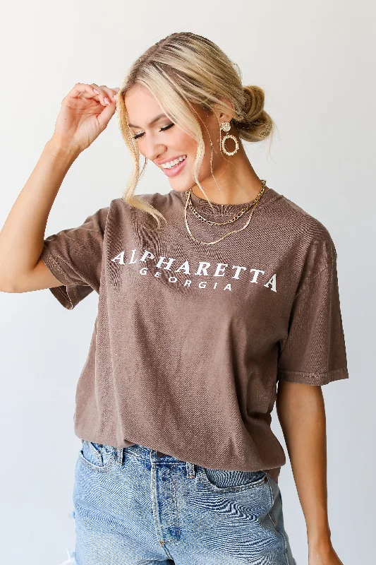 Brown Alpharetta Georgia Tee Real Fur Shearling Chenille