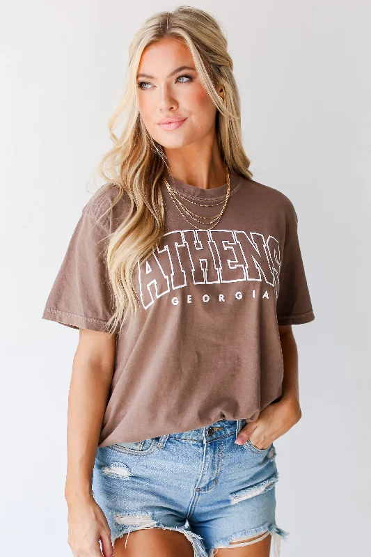 Brown Athens Georgia Tee Print Jacquard Patchwork