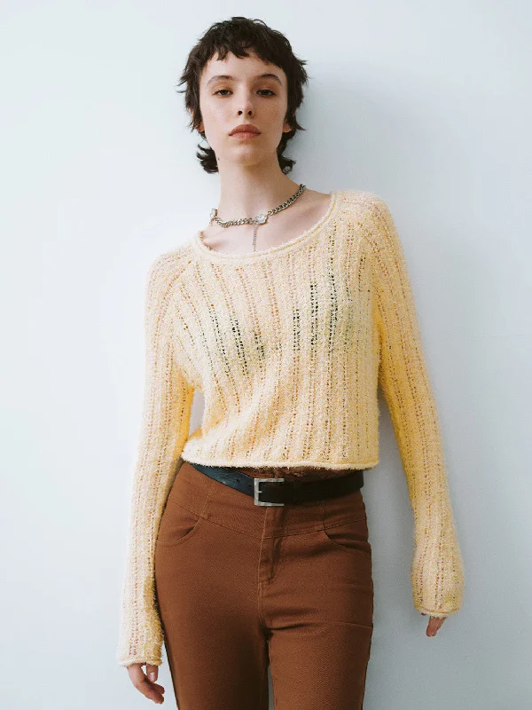 Crew Neck Knitted T-Shirt Mesh Fabric Canvas Fabric Denim Fabric