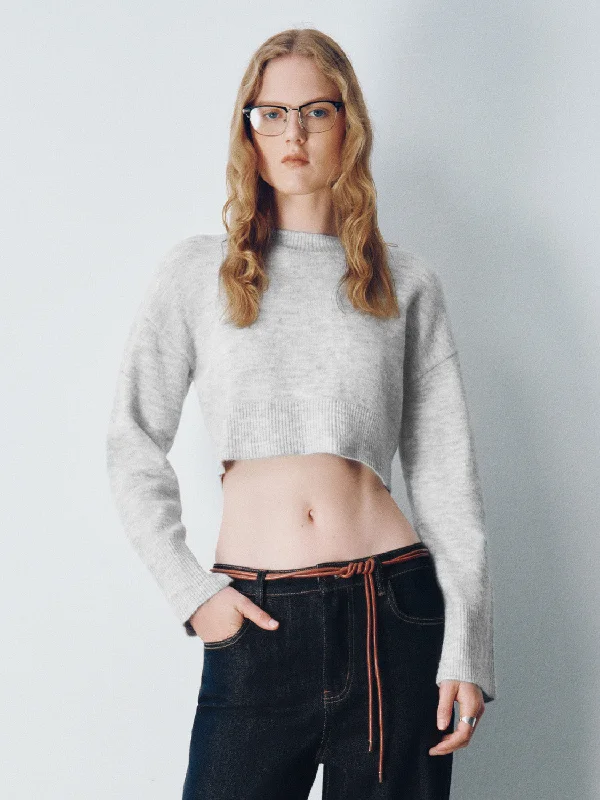 Crew Neck Knitted T-Shirt Polka Dot Checkered Tartan