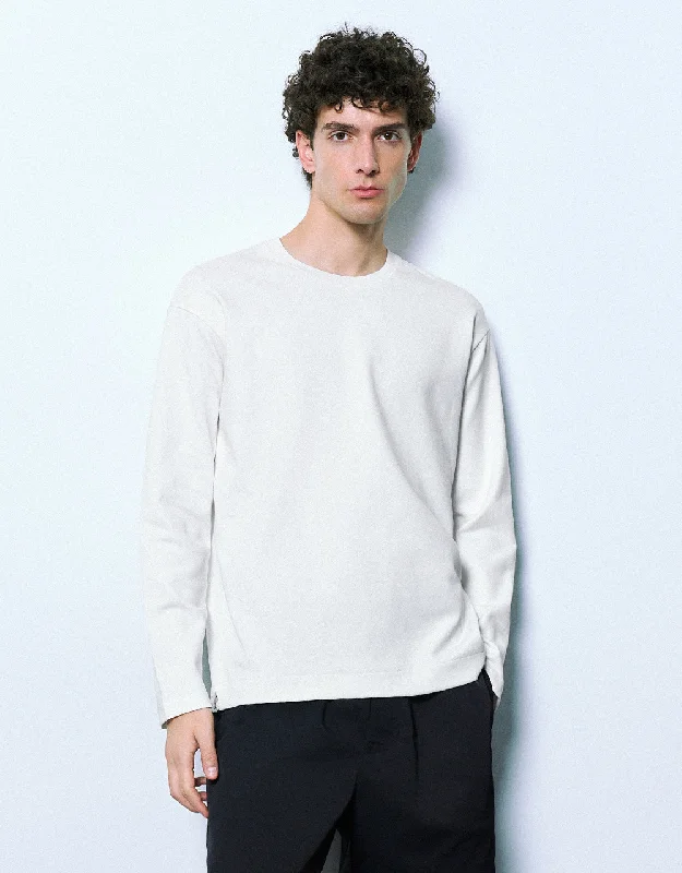 Crew Neck Loose T-Shirt Zippered Buttoned Snapped