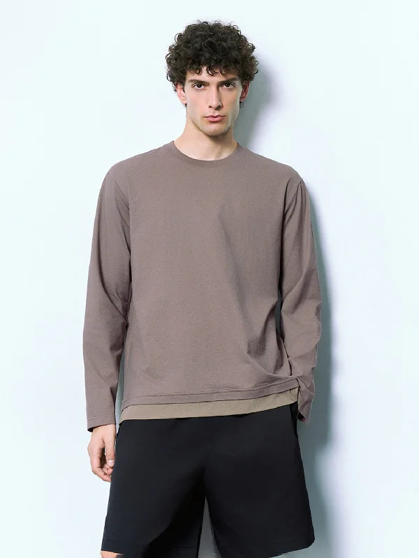 Crew Neck Loose T-Shirt Welt Pockets Slit Pockets Flap Pockets