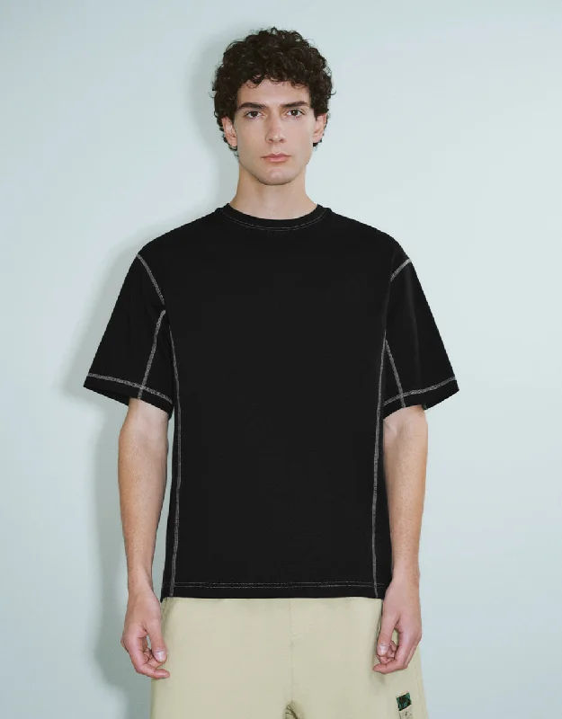 Crew Neck Loose T-Shirt Spandex Blend Rayon Blend Denim Blend