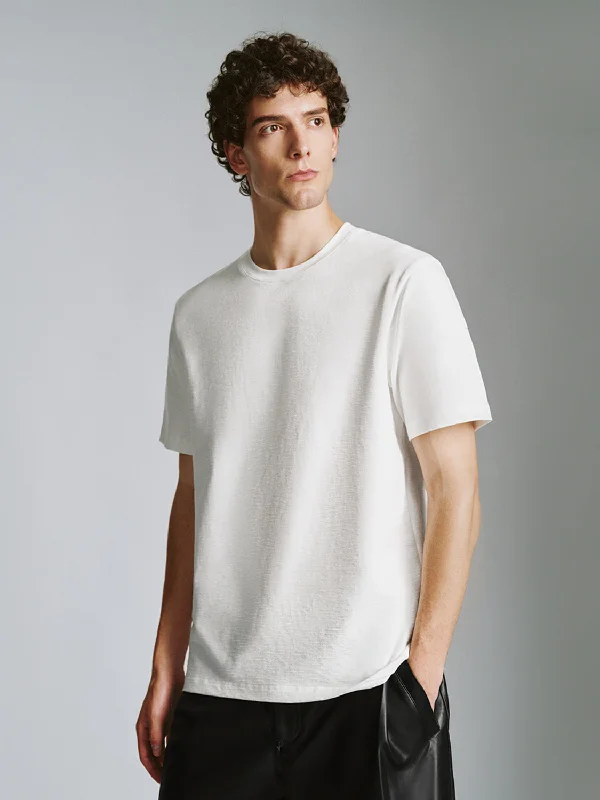 Crew Neck Straight T-Shirt Rayon Velvet Corduroy
