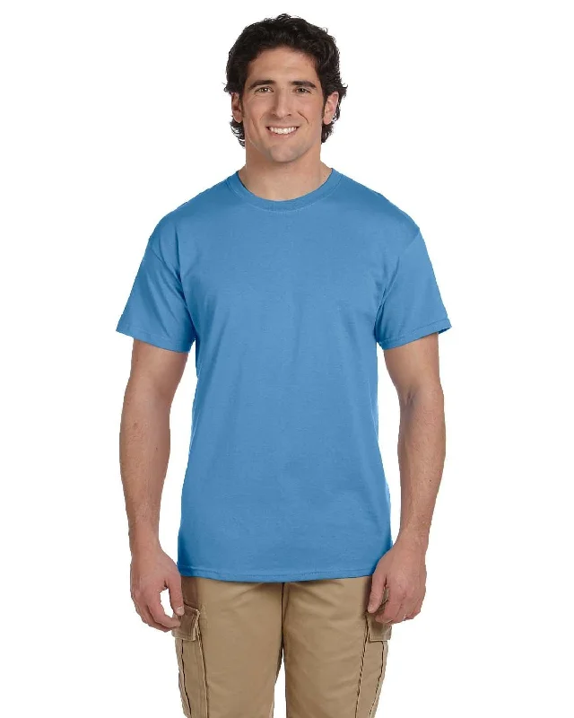 Fruit of the Loom 100% Cotton T-Shirt | Columbia Blue Collared Crew Neck Turtle Neck