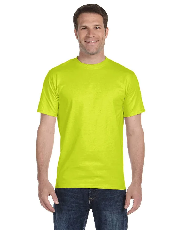Gildan DryBlend 50/50 T-Shirt | Safety Green Notch Collar Peter Pan Collar Cowl Neck