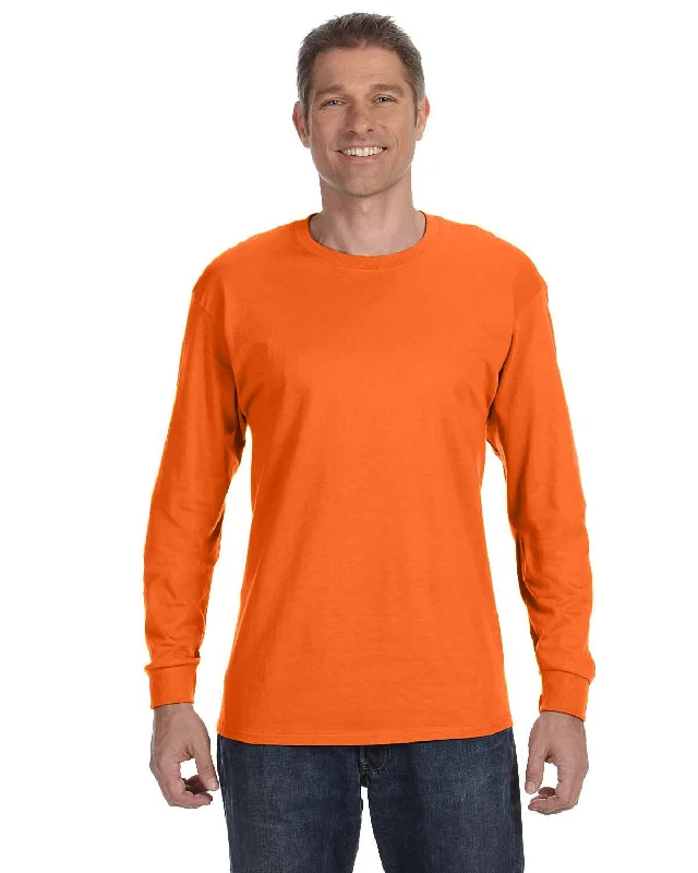 Gildan Heavy Cotton Long Sleeve T-Shirt | S Orange Hooded Caped Shawl Collar
