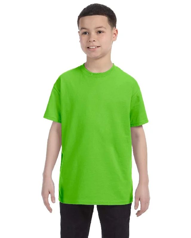 Gildan Youth Lightweight 100% Cotton T-Shirt | Lime Asymmetrical Pockets Print