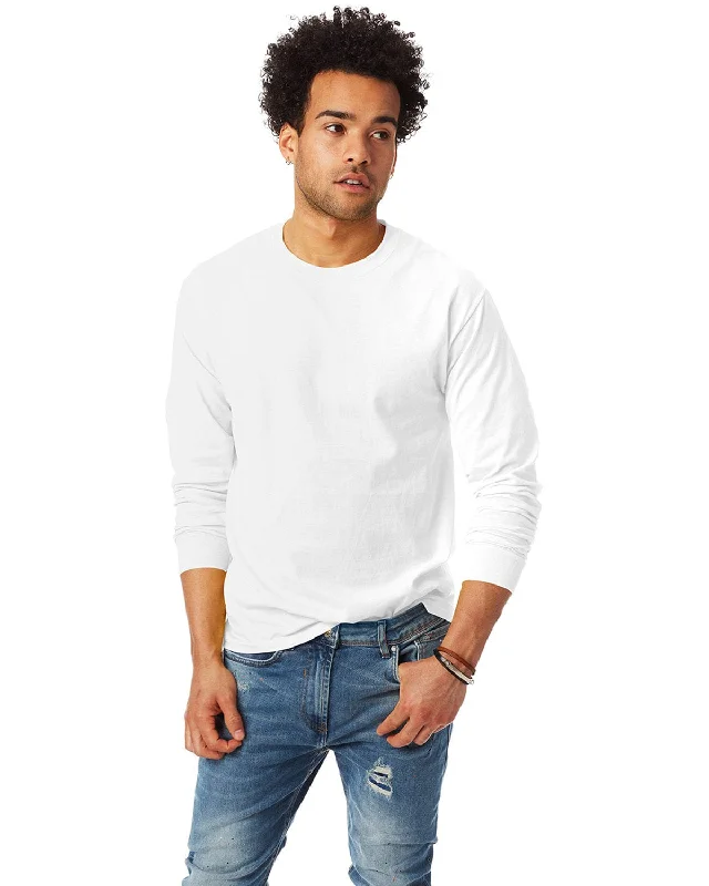 Hanes Tagless ComfortSoft Long Sleeve T-Shirt | White Embroidered Appliqued Beaded