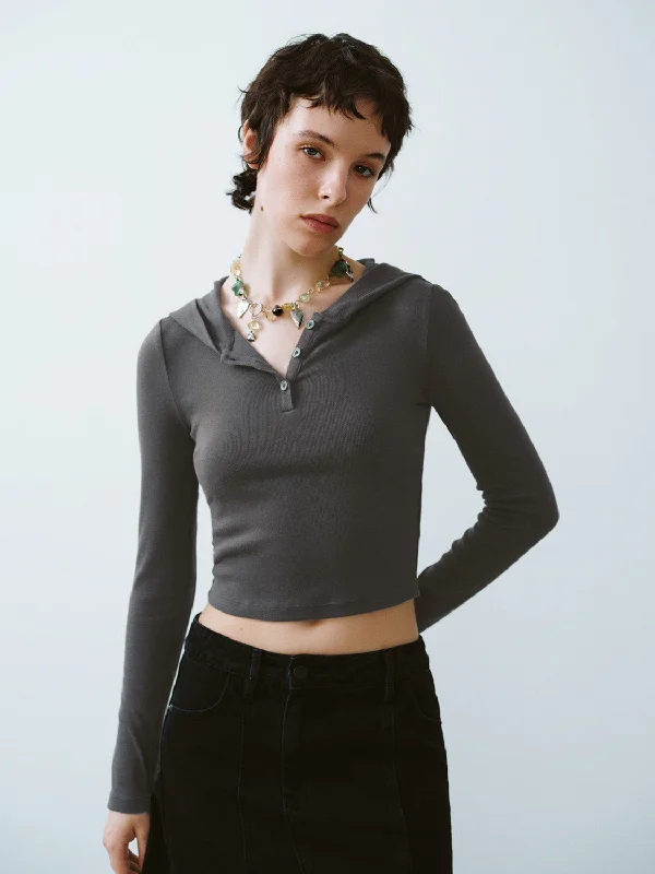 Hooded Skinny T-Shirt Hooded Caped Shawl Collar