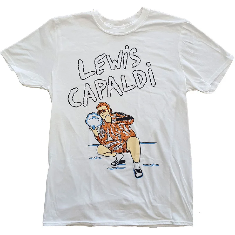 Lewis Capaldi | Official Band T-Shirt | Snow Leopard V-Neck T-Shirt Long Sleeve Cotton