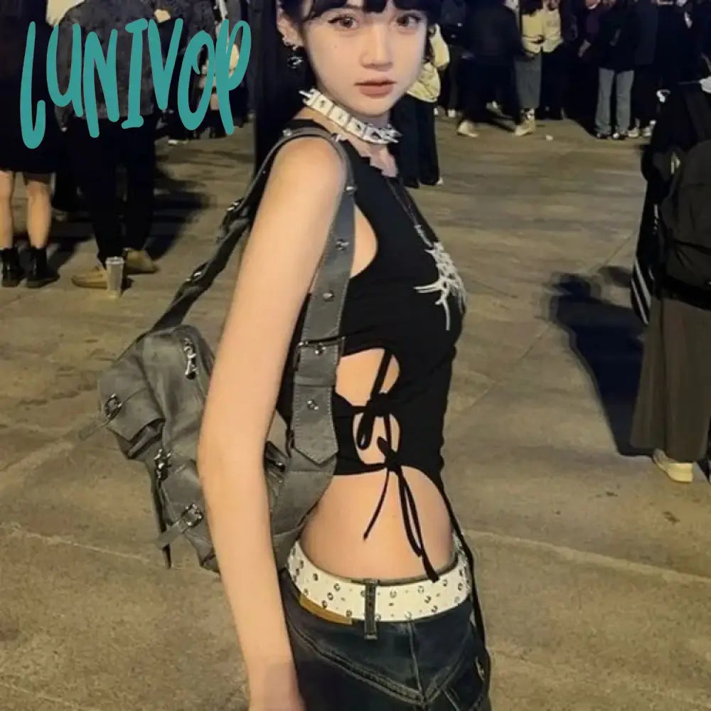 Lunivop American Punk Black Web Print Camisole Vests Summer New Slim Fit Lace Up T-shirts Y2k E-Girl Sleeveless Bottoming Tops Women V-Neck T-Shirt Long Sleeve Cotton Lunivop American Punk Black Web Print Camisole Vests Summer New Slim Fit Lace Up T-shirts Y2k E-Girl Sleeveless Bottoming Tops Women V-Neck T-Shirt Long Sleeve Cotton