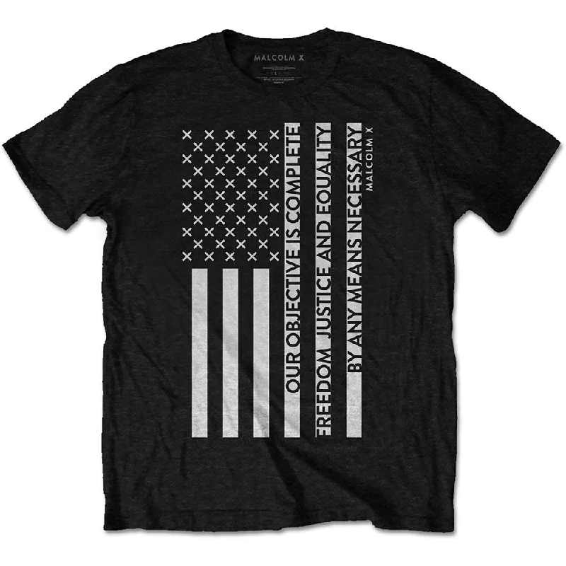 Malcolm X | Official Band T-Shirt | Freedom Flag Print Jacquard Patchwork