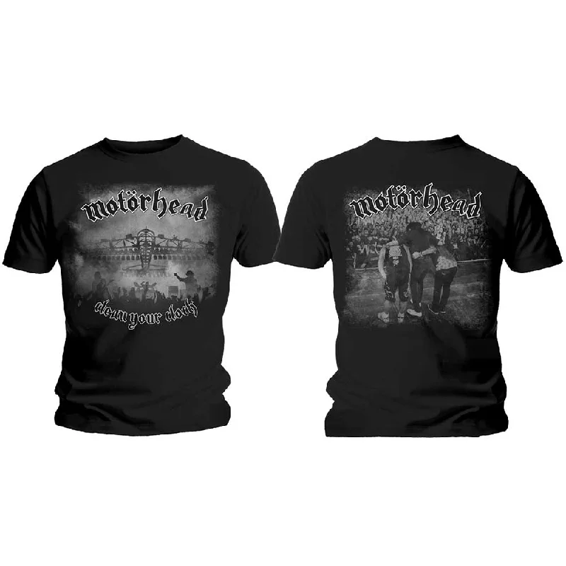 Motorhead | Official Band T-Shirt | Clean Your Clock B&W (Back Print) Handmade Hand-knitted Hand-woven