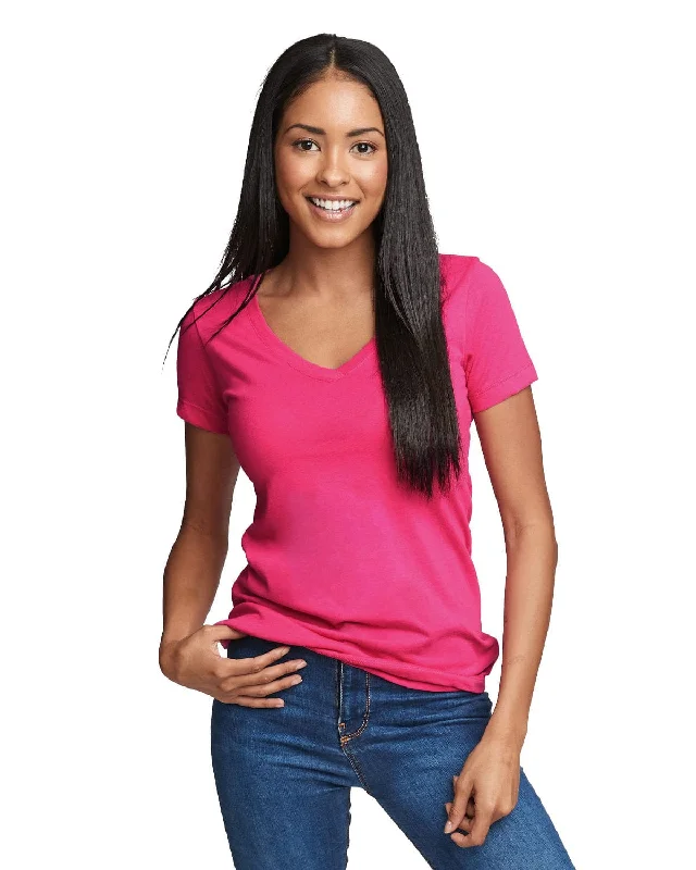 Next Level Ladies Ideal V-Neck Tee | Raspberry Graphic T-Shirt Round Neck Polyester