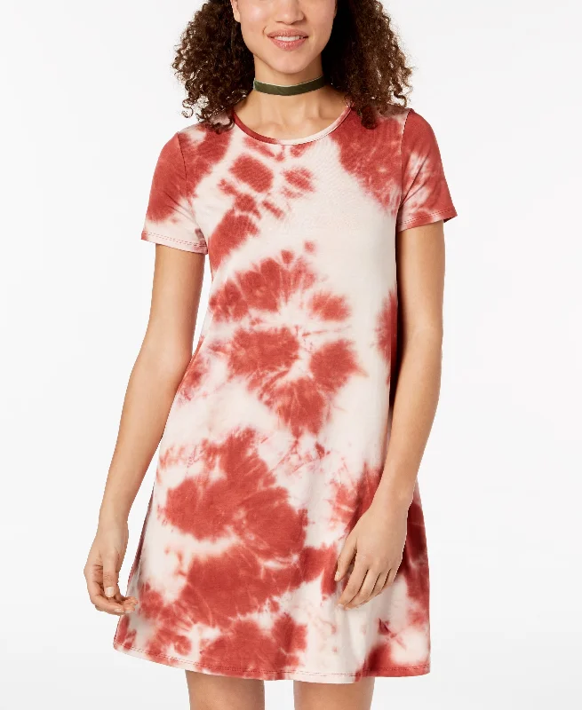 One Clothing Juniors Tie Dyed T-Shirt Dress Polka Dot Checkered Tartan