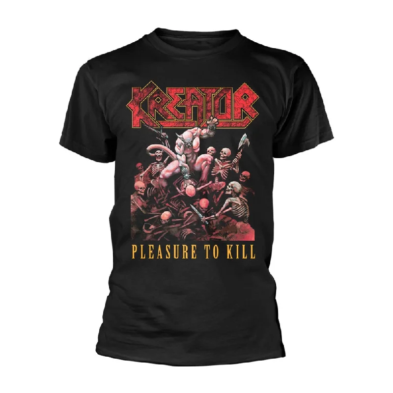 Kreator Unisex T-shirt: Pleasure To Kill Real Fur Shearling Chenille