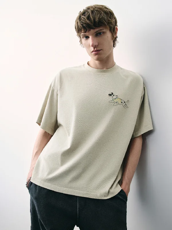 Printed Crew Neck T-Shirt Elegant Classic Vintage