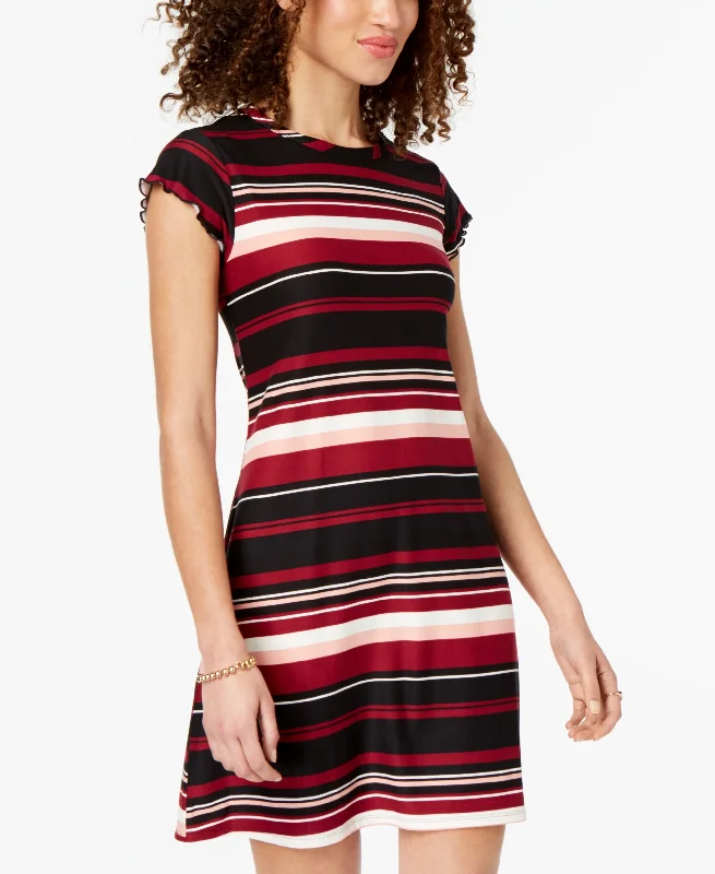 Ultra Flirt Juniors Striped T-Shirt Dress Spandex Blend Rayon Blend Denim Blend