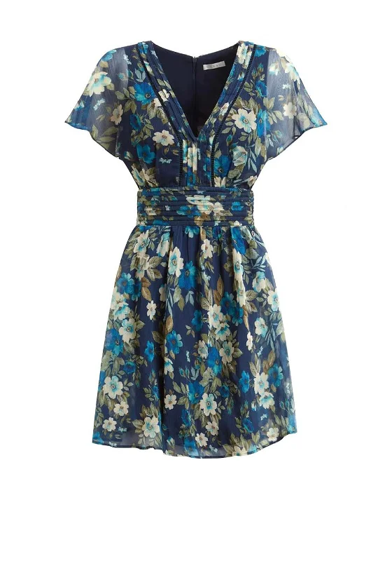 Guess Womens Floral Mini Dress, Navy Multi Trendy Floral Mini Dress