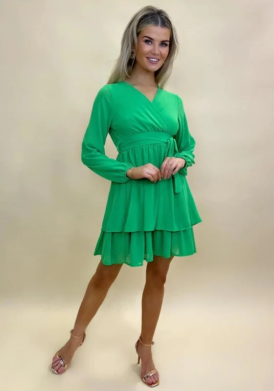 Kate & Pippa Steffi Tiered Mini Dress, Green Cozy Knit Mini Dress