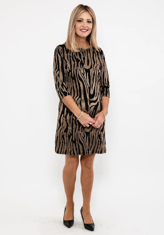 Seventy1 Tiger Print Mini Dress, Black & Gold Classic White Mini Dress