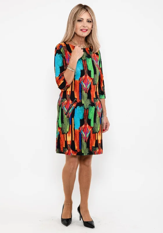 Seventy1 Block Paint Print Mini Dress, Multi Cozy Long Sleeve Mini Dress