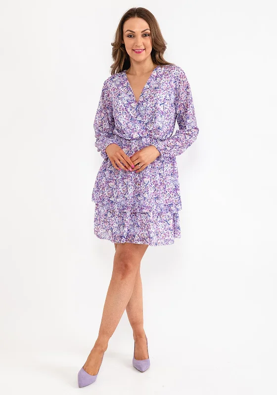 Seventy1 One Size Ditsy Floral Mini Dress, Lilac Classic Solid Mini Dress