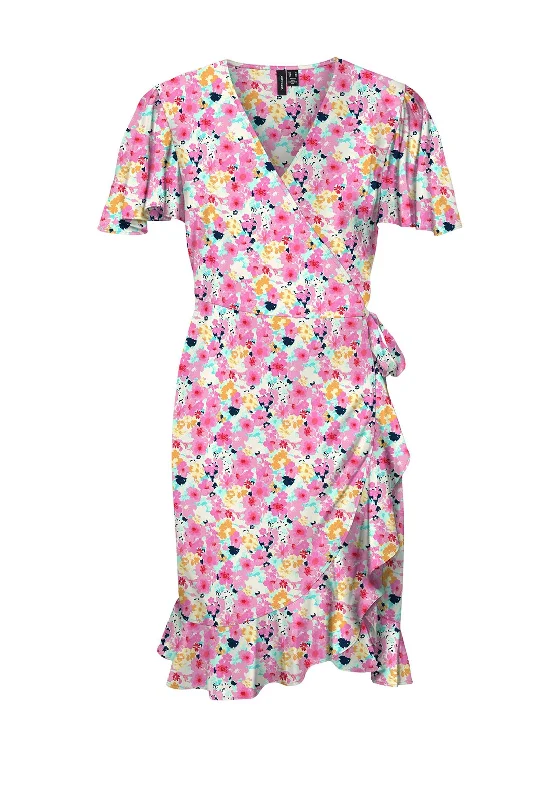 Vero Moda Emma Floral Wrap Mini Dress, Multi Fashionable Boho-Chic Mini Dress