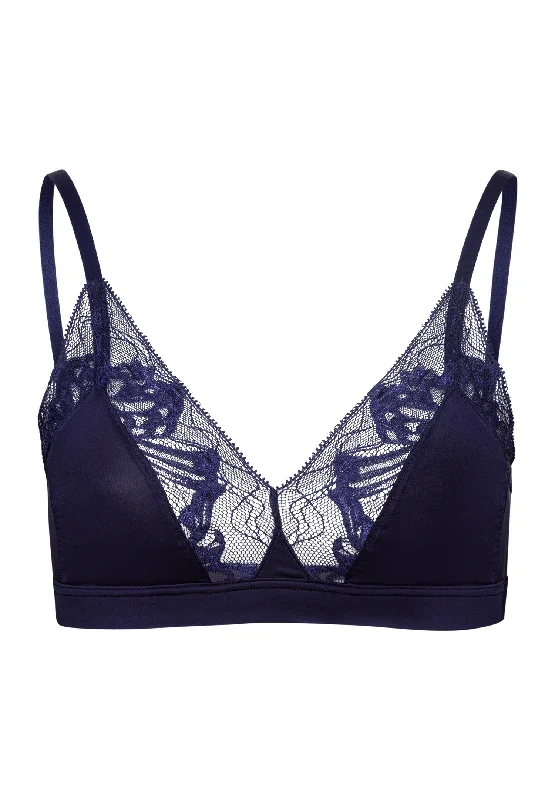 Eva Lace-Trim Soft Cup Bra | Evening Blue 70916-2621 Floral Lace Bra