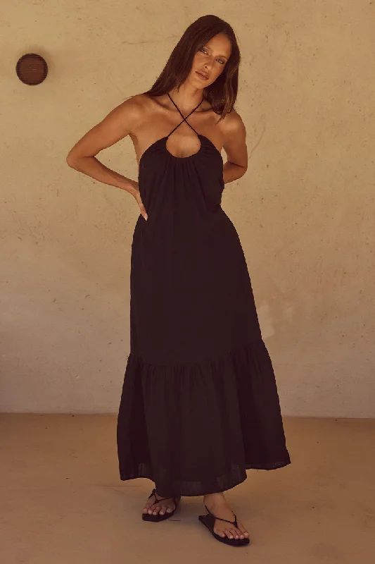 ABISS MIDI DRESS - BLACK Comfortable Casual Midi Dress