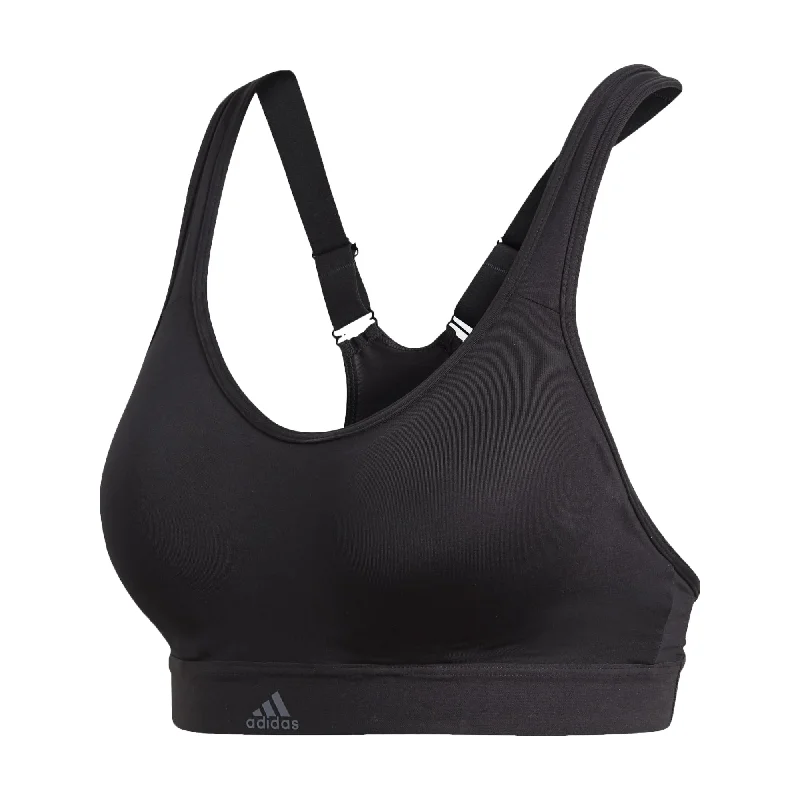 adidas Women's Stronger For It Racer Sports Bra Black Wireless Push-Up Bra