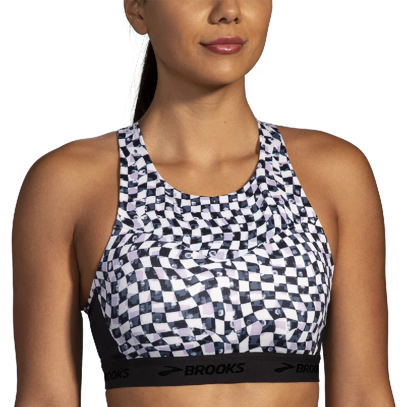 Brooks Drive 3 Pocket Run Bra - Speed Check B/W Full Coverage Bra