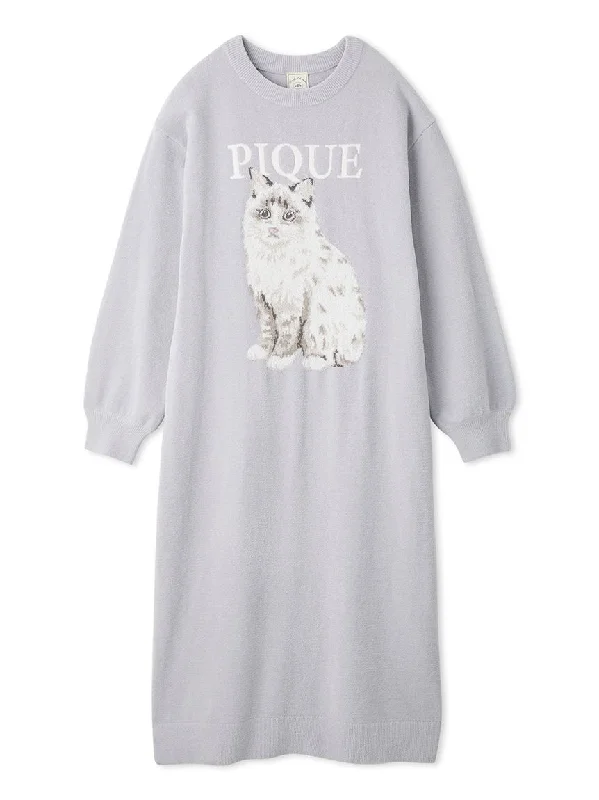 CAT Jacquard Cozy Lounge Midi Dress Elegant Sleeveless Midi Dress