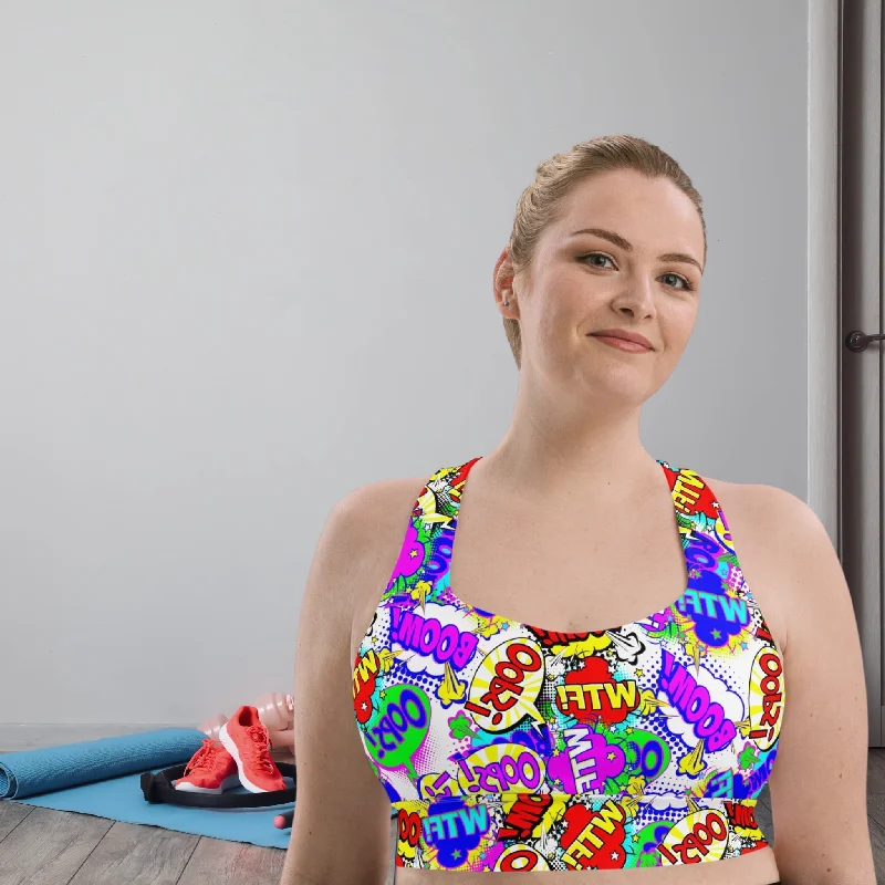 Comic Book Sports Bra Retro Cartoon Style Soft Lace Bra