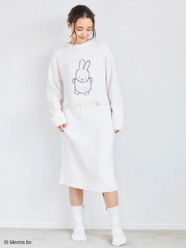 [Dick Bruna] Baby Moco JQD Lounge Midi Dress Elegant V-Neck Midi Dress