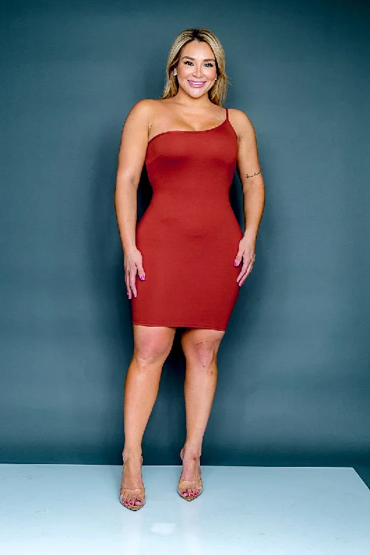 Plus Size One Shoulder Spaghetti Strap Bodycon Midi Dress* (CD54238P) Trendy Fit-and-Flare Midi Dress Plus Size One Shoulder Spaghetti Strap Bodycon Midi Dress* (CD54238P) Trendy Fit-and-Flare Midi Dress