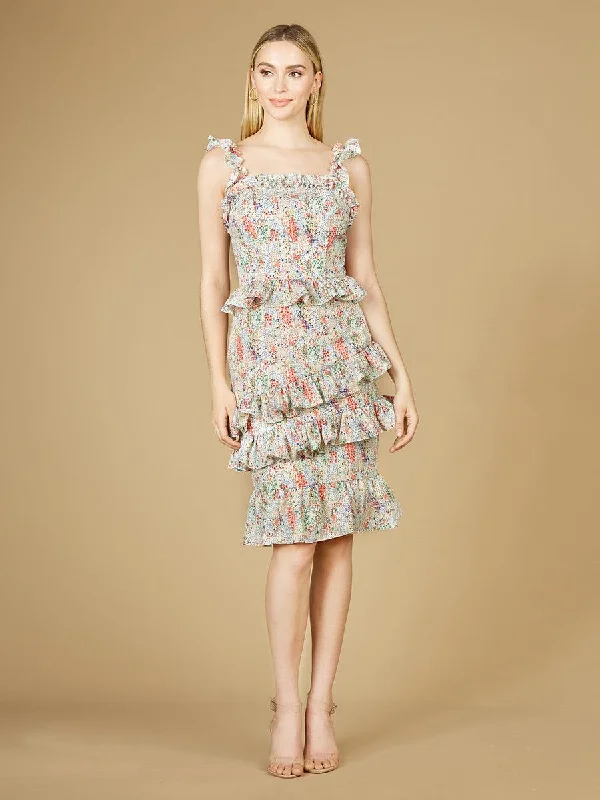 Lara Dresses 29272 Sleeveless Print Midi Dress Elegant Floral Skirt Midi Dress