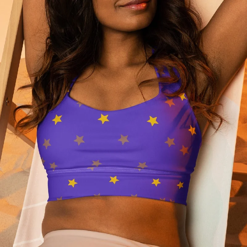 Shimmery purple longline sports bra, lioness-love Breathable Comfort Bra