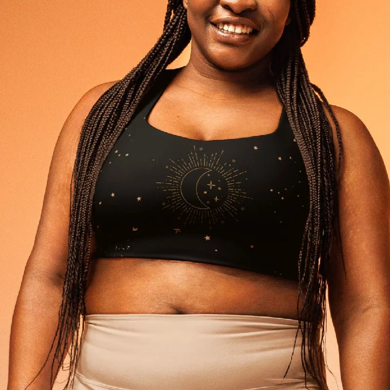 Black gold longline sports bra, lioness-love Sports Support Bra