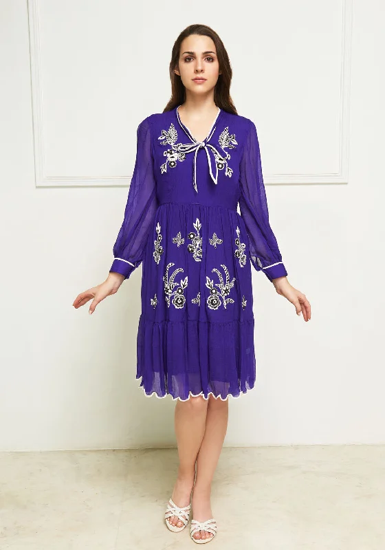Lyford Cay chiffon scalloped hem midi dress Fashionable Casual Midi Dress